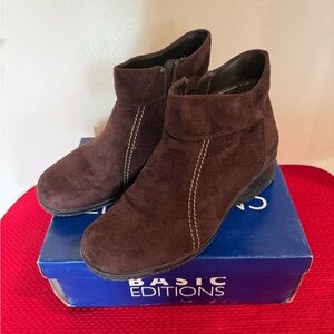 Basic Editions Women's Suede Brown Anklet Boots Size 8 1/2 Wide